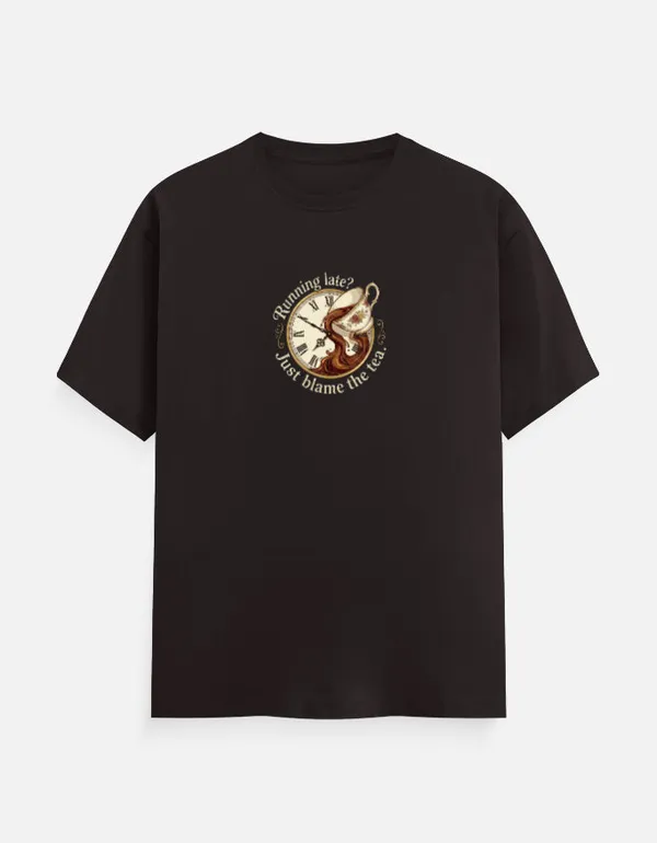 Running_Late_Just_Blame_The_Tea_Classic_Crew_T_Shirt_Coffee_Brown