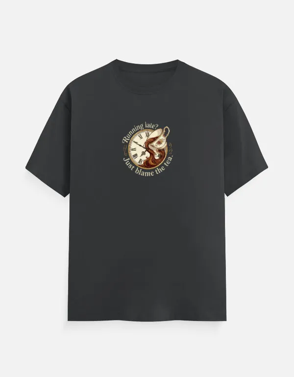 Running_Late_Just_Blame_The_Tea_Classic_Crew_T_Shirt_Steel_Grey