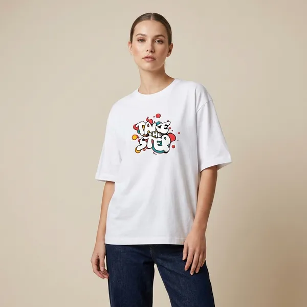 Take_The_Step_Unisex_Oversized_Classic_T_Shirt_White