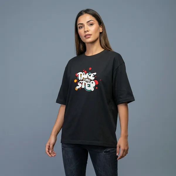 Take_The_Step_Unisex_Oversized_Classic_T_Shirt_Black