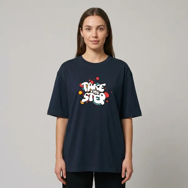 Take_The_Step_Unisex_Oversized_Classic_T_Shirt_Navy_Blue
