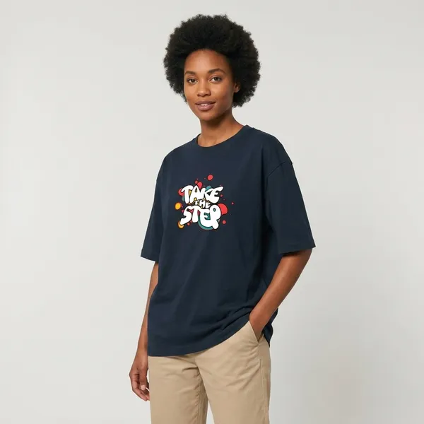 Take_The_Step_Unisex_Oversized_Classic_T_Shirt_Navy_Blue