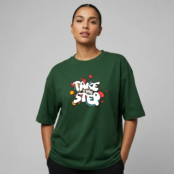 Take_The_Step_Unisex_Oversized_Classic_T_Shirt_Bottle_Green