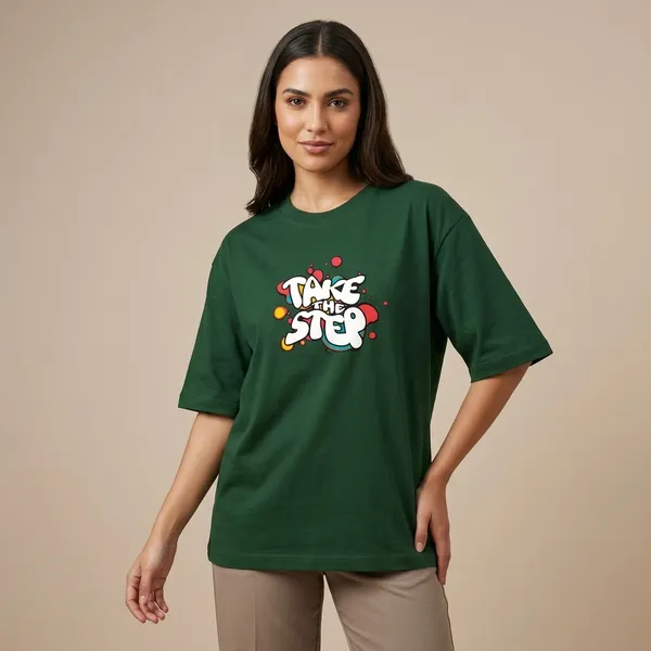 Take_The_Step_Unisex_Oversized_Classic_T_Shirt_Bottle_Green