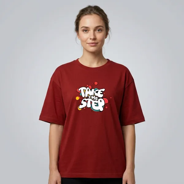 Take_The_Step_Unisex_Oversized_Classic_T_Shirt_Red