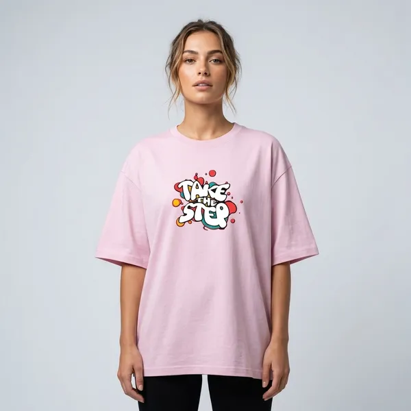 Take_The_Step_Unisex_Oversized_Classic_T_Shirt_Light_Baby_Pink