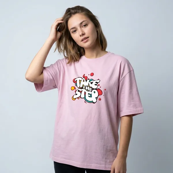 Take_The_Step_Unisex_Oversized_Classic_T_Shirt_Light_Baby_Pink