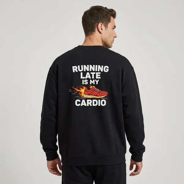 Running_Late_Is_My_Cardio_Unisex_Oversized_Sweatshirt_Black