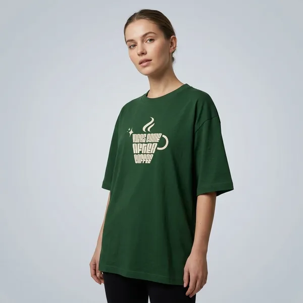 Ideas_Come_After_Coffee_Oversized_Classic_T_Shirt_Bottle_Green