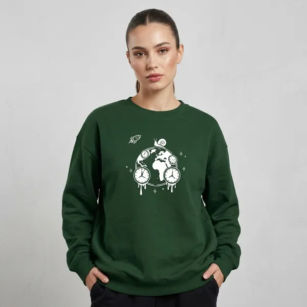 World_Time_Oversized_Sweatshirt_Bottle_Green