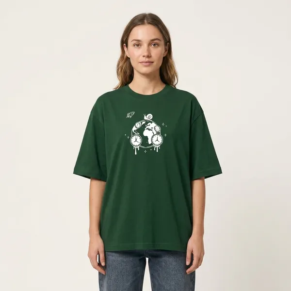 World_Time_Oversized_T_Shirt_Bottle_Green
