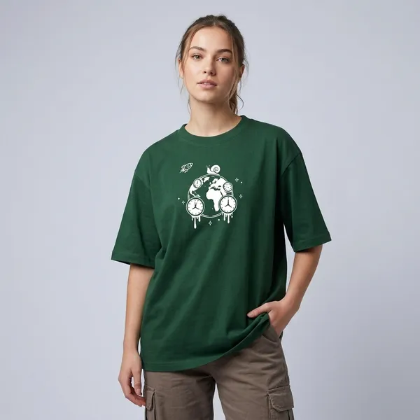 World_Time_Oversized_T_Shirt_Bottle_Green