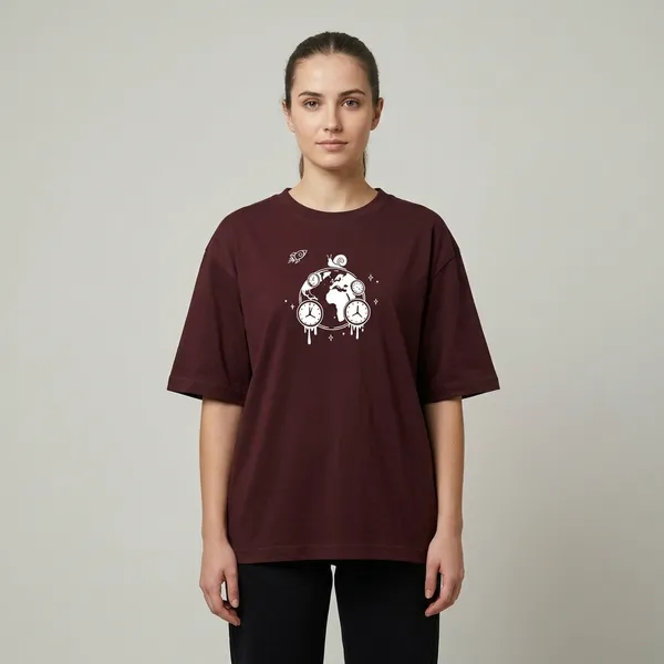 World_Time_Oversized_T_Shirt_Maroon