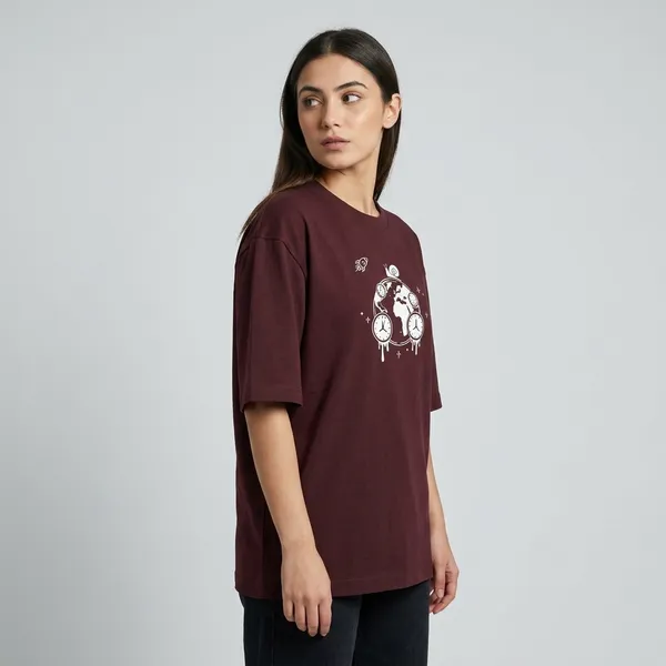 World_Time_Oversized_T_Shirt_Maroon