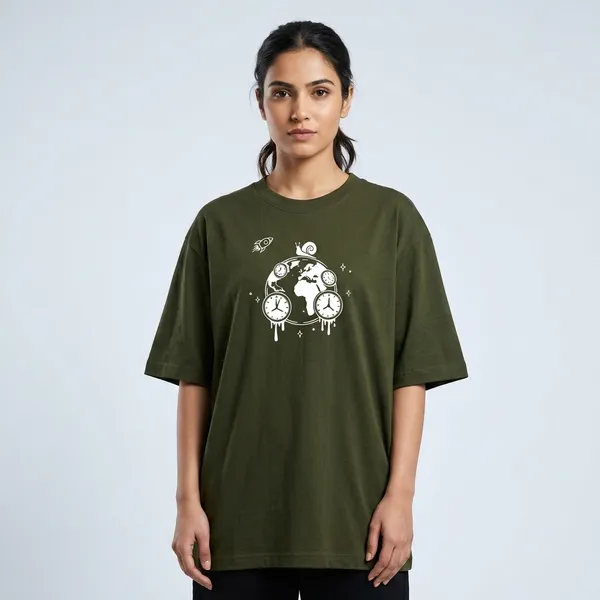 World_Time_Oversized_T_Shirt_Olive_Green