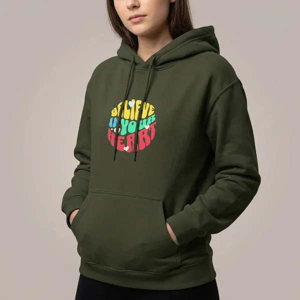 Believe_In_Your_Heart_Unisex_Hoodie_Olive_Green