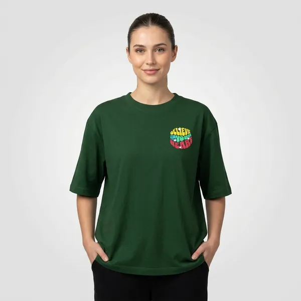 Believe_In_Your_Heart_Oversized_T_Shirt_Bottle_Green