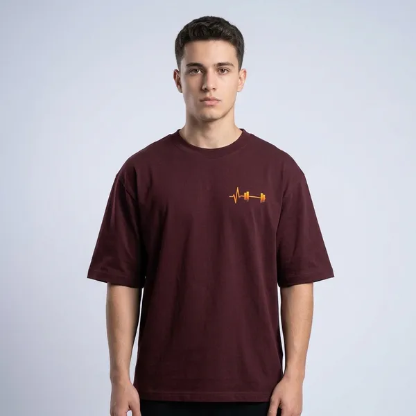 Gym_Is_Life_Oversized_T_Shirt_Maroon