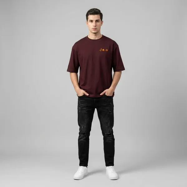 Gym_Is_Life_Oversized_T_Shirt_Maroon