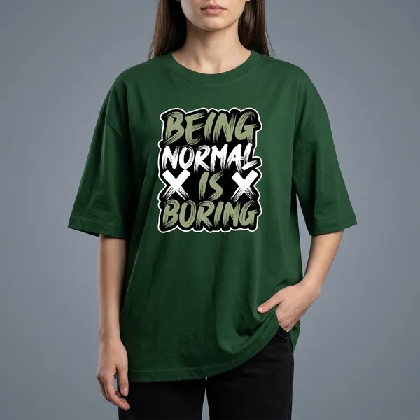 Normal_Is_Boring_Oversized_T_Shirt_Bottle_Green