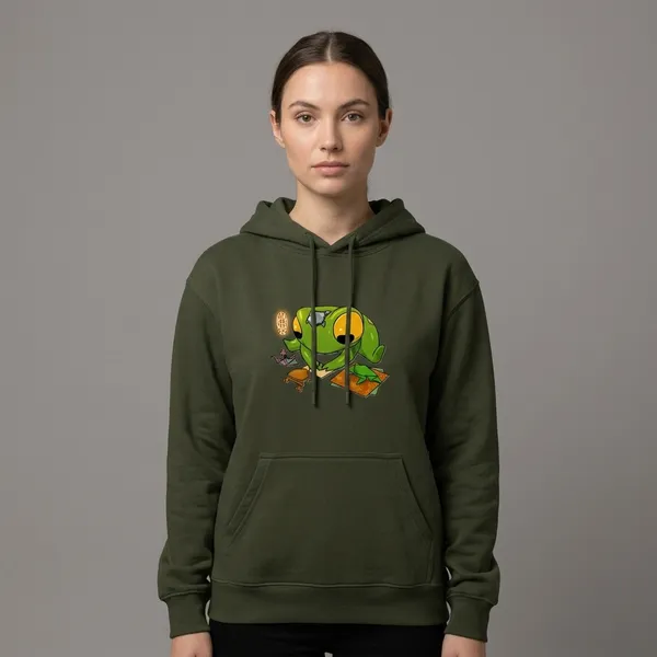 Froggo_Unisex_Hoodie_Olive_Green