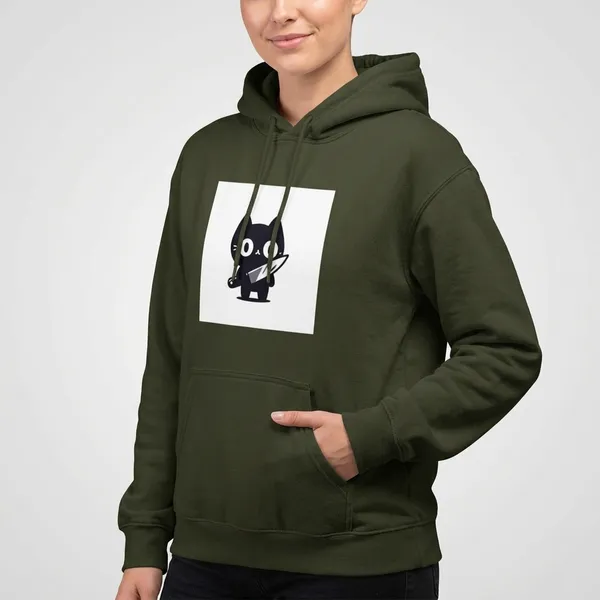 Killer_Cat_Hoodie_Olive_Green