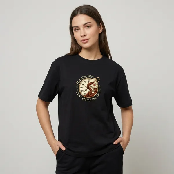 Running_Late_Just_Blame_The_Tea_Classic_Crew_T_Shirt_Black