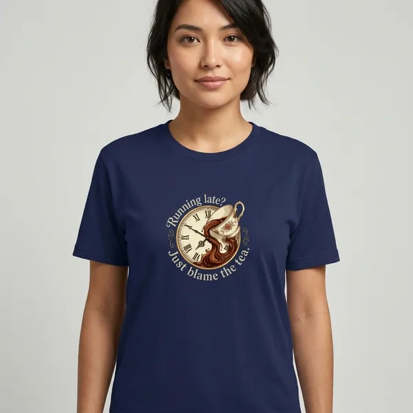 Running_Late_Just_Blame_The_Tea_Classic_Crew_T_Shirt_Royal_Blue