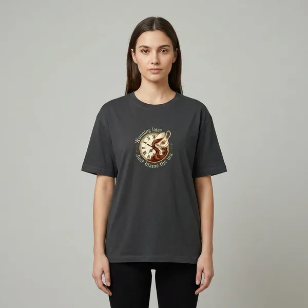 Running_Late_Just_Blame_The_Tea_Classic_Crew_T_Shirt_Steel_Grey
