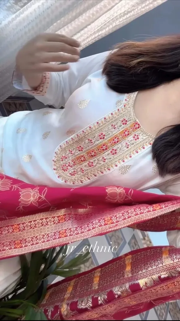 White_Kanjivaram_Silk_Embroidered_Straight_Kurta_Set_For_Women