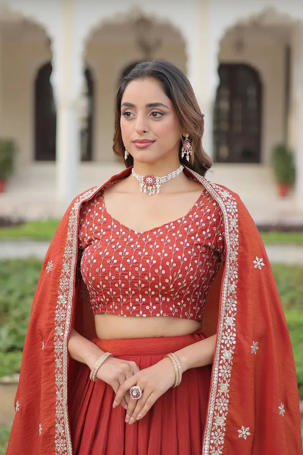 Maroon_Vichitra_Silk_Embroidered_Lehenga_Choli_Set_For_Women