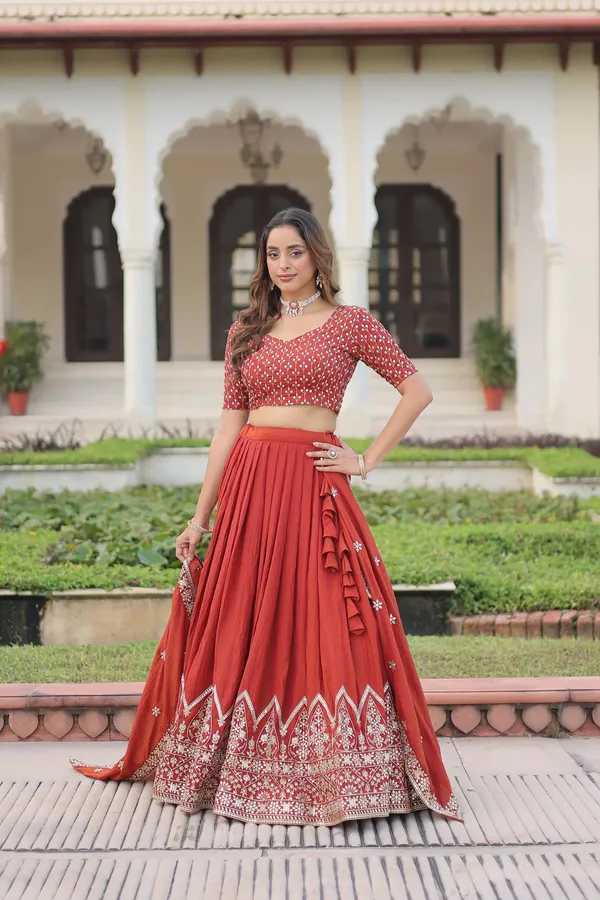 Maroon_Vichitra_Silk_Embroidered_Lehenga_Choli_Set_For_Women