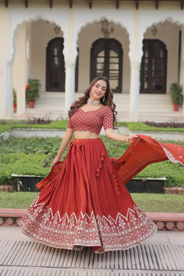 Maroon_Vichitra_Silk_Embroidered_Lehenga_Choli_Set_For_Women