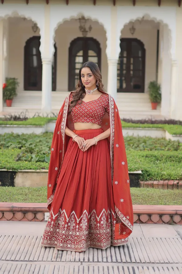 Maroon_Vichitra_Silk_Embroidered_Lehenga_Choli_Set_For_Women