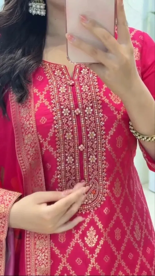Pink_Banarasi_Silk_Embroidered_Straight_Kurta_Set_For_Women