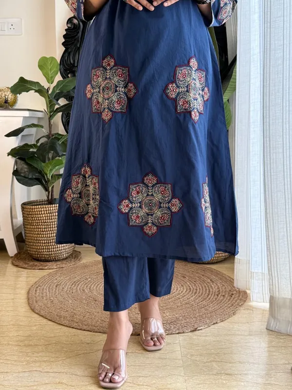 Navy_Blue_Ajrakh_Printed_Cotton_Anarkali_Suit_Set