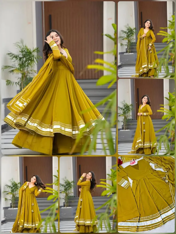 Mustard_Faux_Georgette_Flared_Anarkali_Suit_Set_For_Women