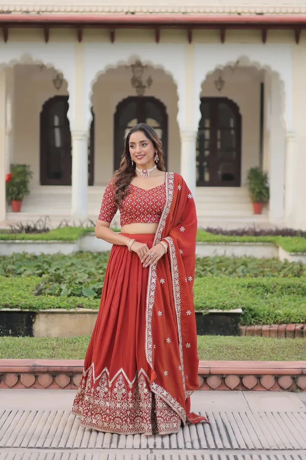 Maroon_Vichitra_Silk_Embroidered_Lehenga_Choli_Set_For_Women