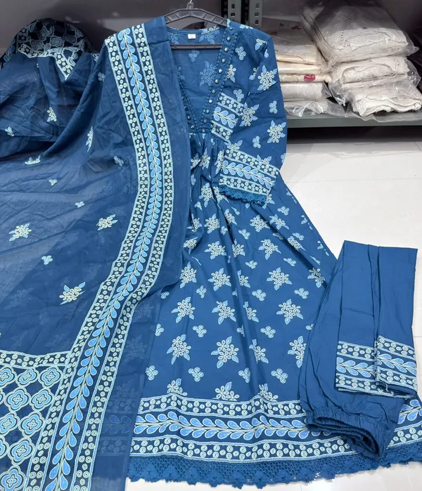Blue_Printed_Cotton_Blend_Anarkali_Suit_Set_With_Dupatta