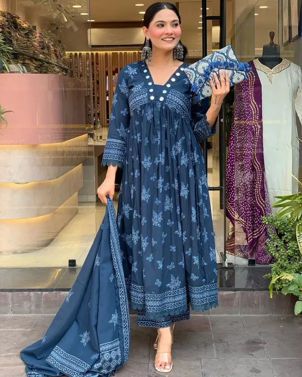 Blue_Printed_Cotton_Blend_Anarkali_Suit_Set_With_Dupatta