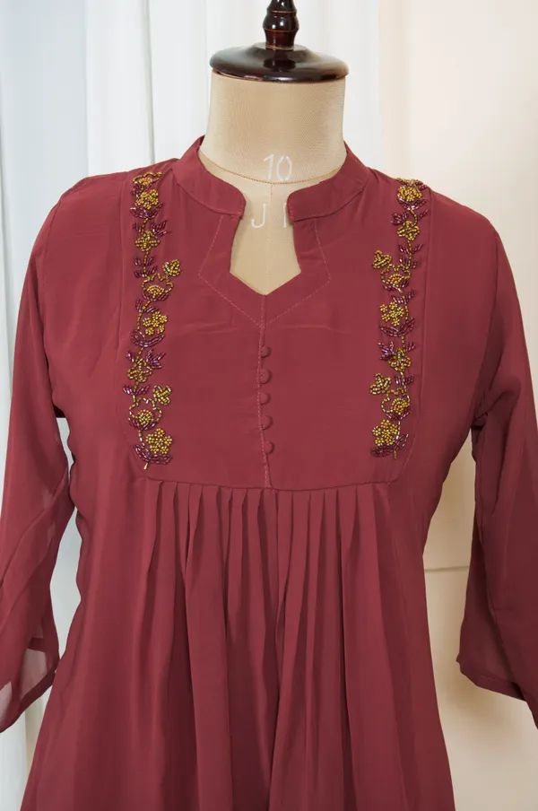 Heartbreaker_Handworked_Maroon_Georgette_Kurti