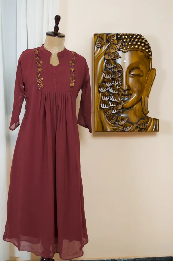 Heartbreaker_Handworked_Maroon_Georgette_Kurti