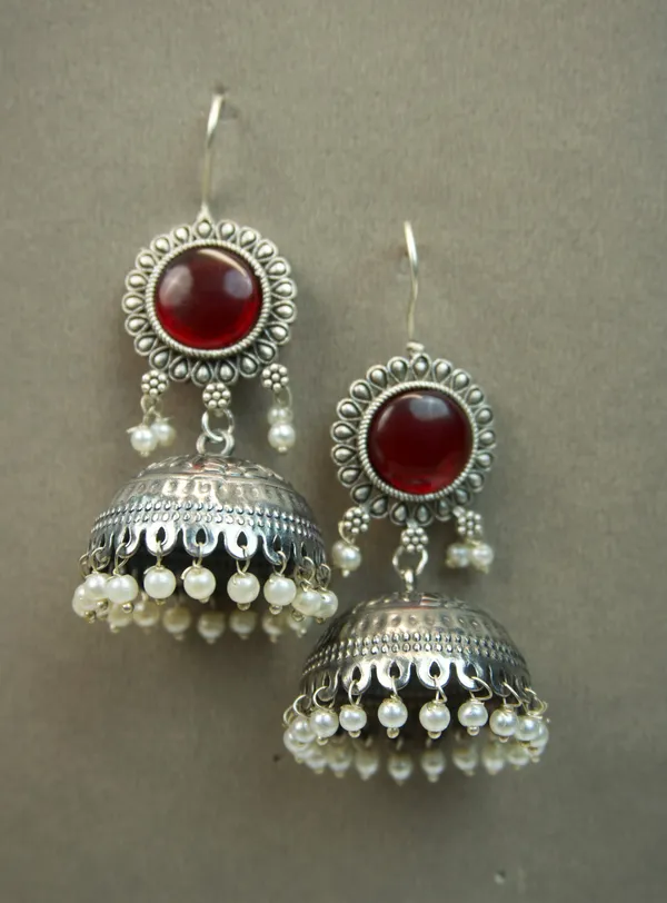 MYRA_-_Silver_Toned_BRASS_Earrings