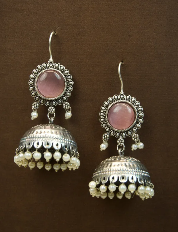 MYRA_-_Silver_Toned_BRASS_Earrings