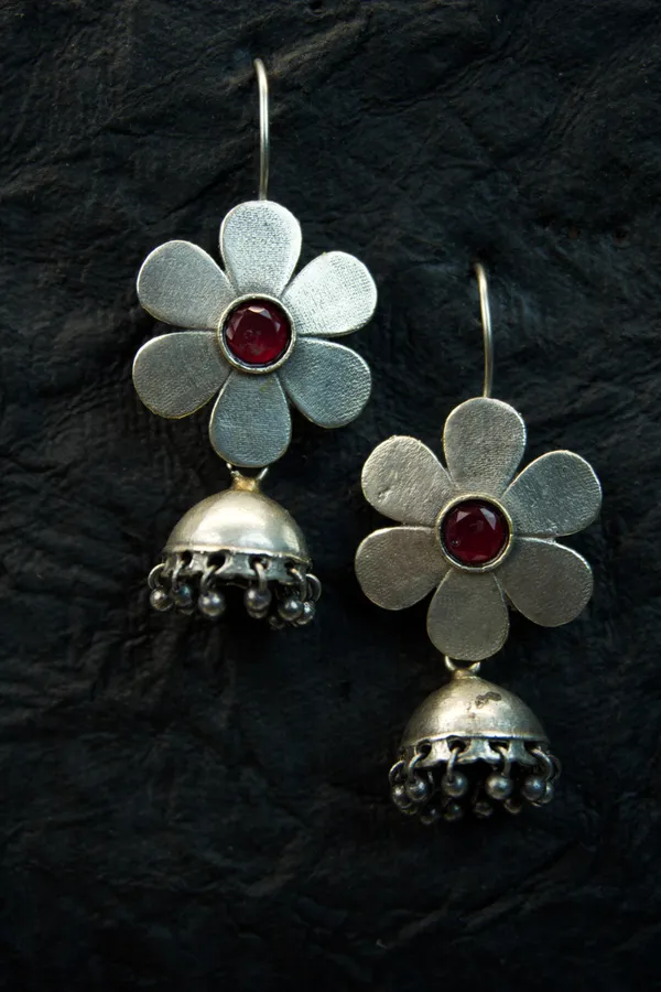 MYRA_-_Silver_Toned_BRASS_Earrings