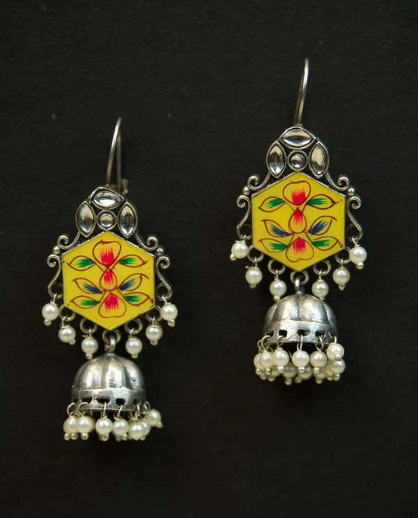 MYRA_-_Silver_Toned_BRASS_Earrings