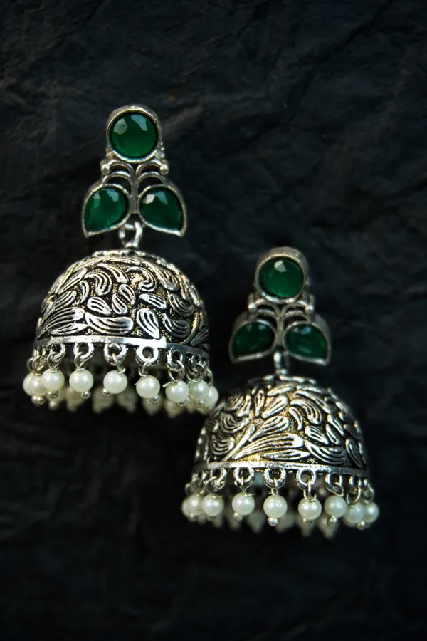 MYRA_-_Silver_Toned_BRASS_Earrings