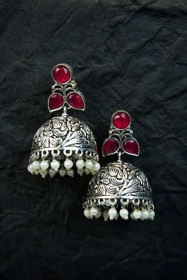 MYRA_-_Silver_Toned_BRASS_Earrings