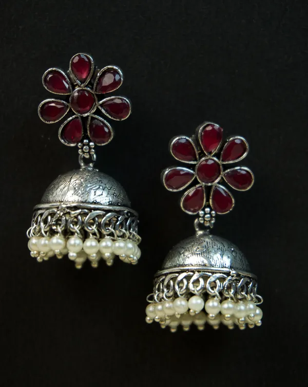MYRA_-_Silver_Toned_BRASS_Earrings