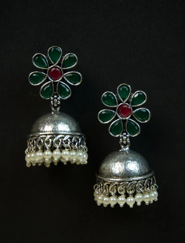MYRA_-_Silver_Toned_BRASS_Earrings
